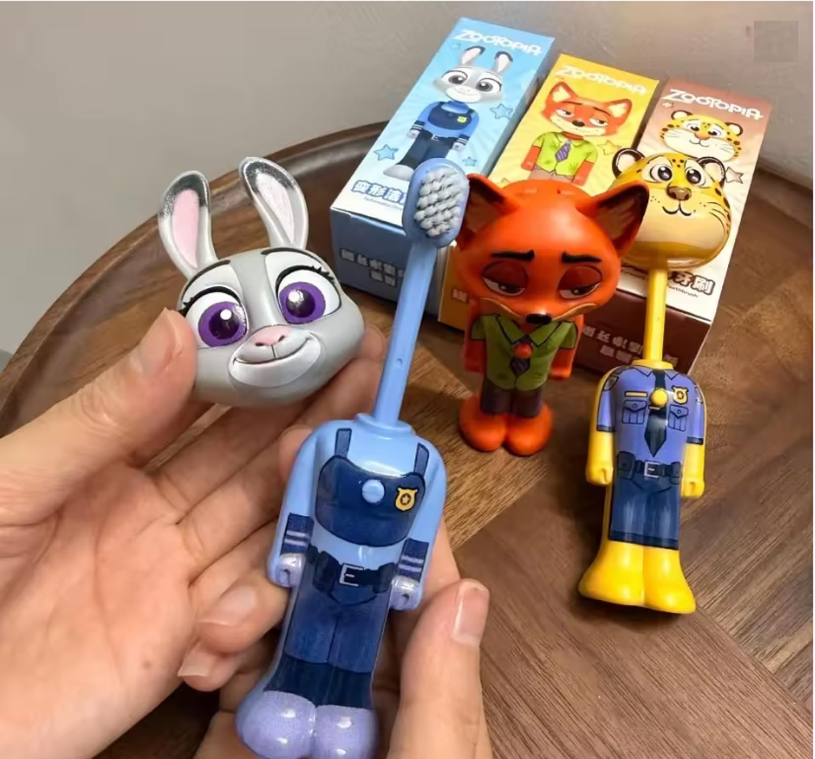 FAVELA Kids Toothbrush Combo Pack of 3 – Inspired by Zootopia-Inspired Animal Character Toothbrushes with Soft PBT Bristles & Protective Cap, Easy Grip Handle for Boys & Girls.-image-26