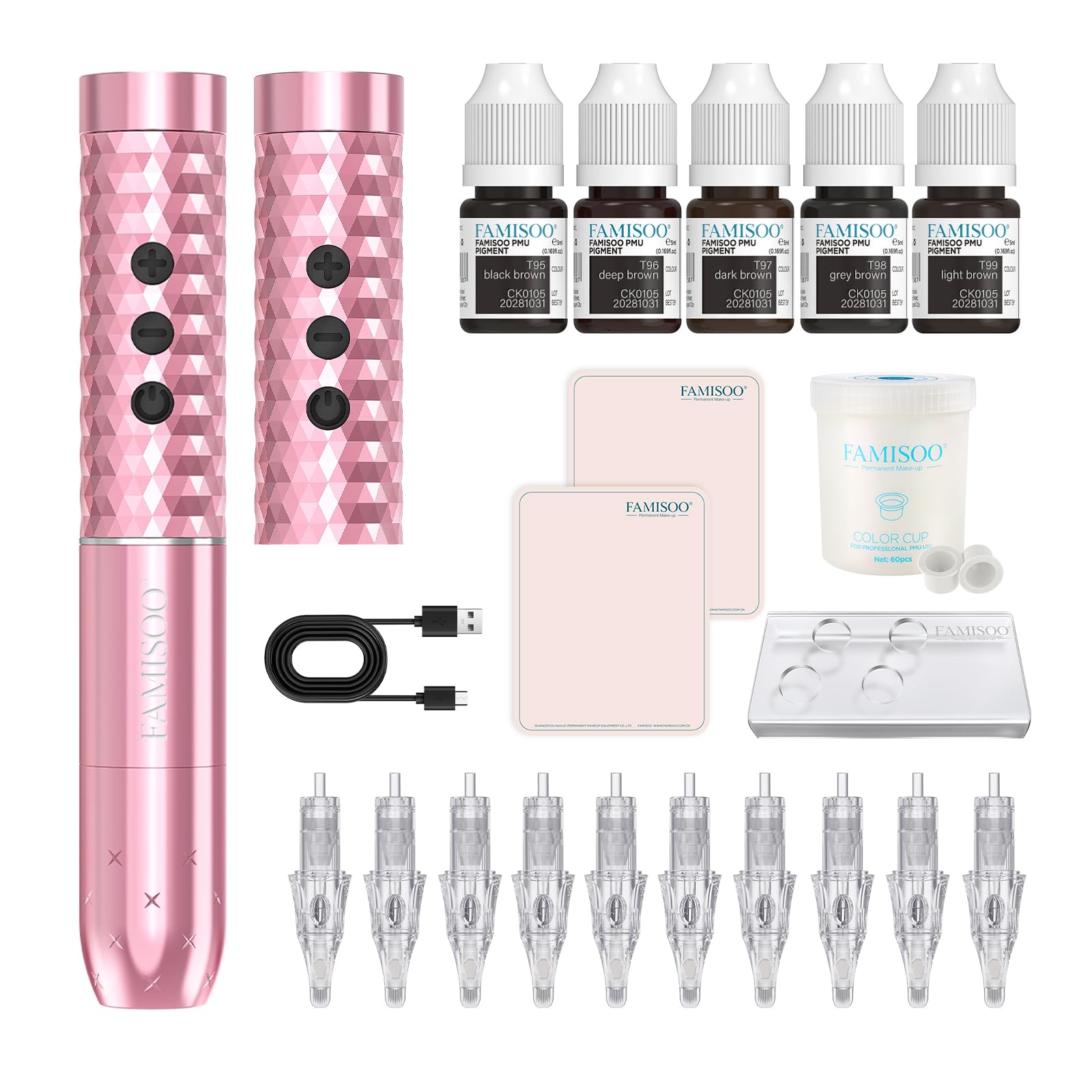 PMU Machine Kit – Complete Permanent Makeup Machine Kit with PMU Pigments, Cartridge Needles & Full Accessories for Brows, Lips, Eyeliner, SMP – Professional Tattoo Machines