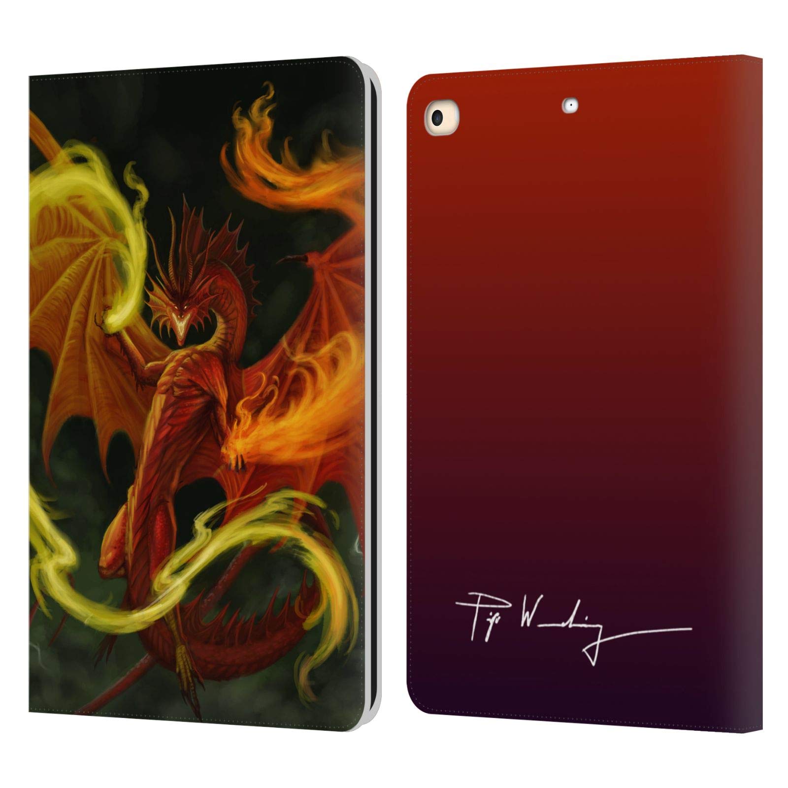 Étui portefeuille iPad 9.7 2017 compatible Apple cuir Dragons de Feu - 7