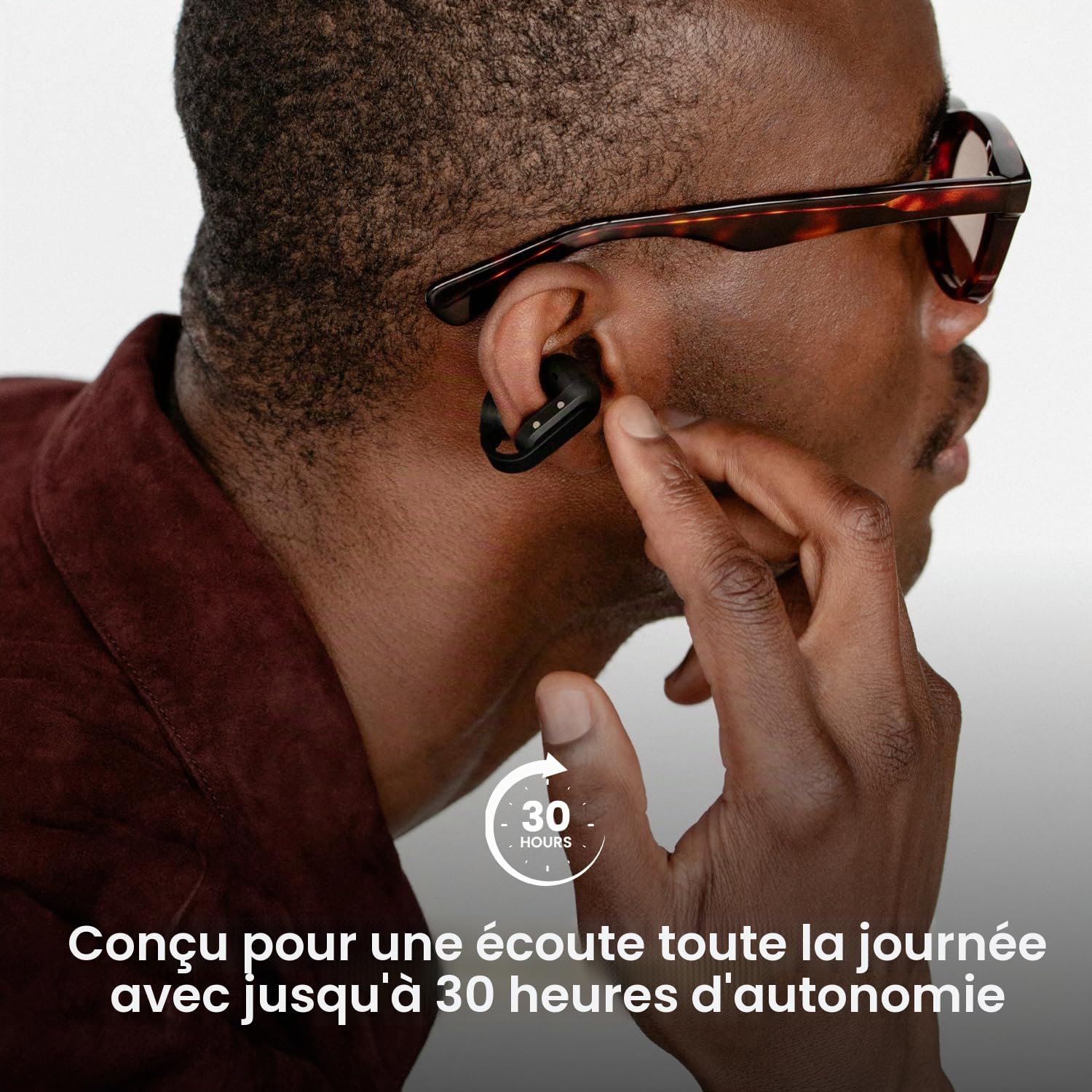 sudio B3 Noir Minuit - La Pince d'oreille Open Air. Fabriqué à partir de Plastiques recyclés. Casque Ouvert, Technologie de Conduction osseuse, Bluetooth 5.4, résistance à l'eau IPX4.