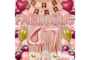 47th Birthday Decorations for Women, Rose Gold Burgundy Pink