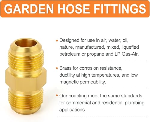 Miniatura 86 de GASHER 10 piezas de latón SAE 45 grados Flare Tube Fitting, 1/2" Flare Nut Aire Acondicionado Tubo de cobre Extensión de tubo de cobre a tope Tuerca