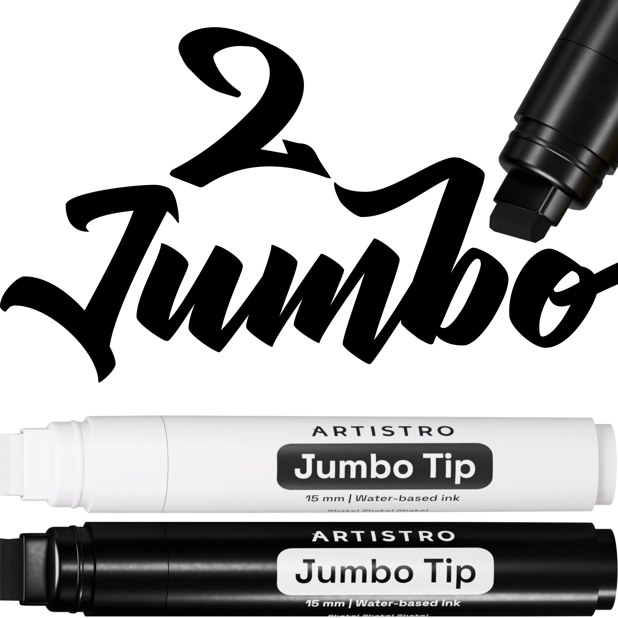 ARTISTRO Black &amp; White Acrylic Paint Markers - 15mm Jumbo-Tip - Set of 2