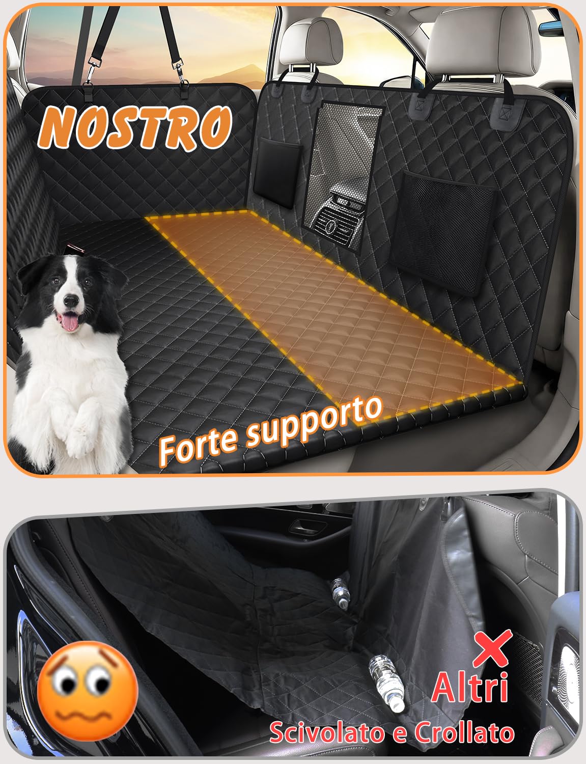 Alfheim Estensore per sedile posteriore per cani, può contenere 180 kg, coprisedile posteriore impermeabile per cani con fondo rigido, materiale aggiornato letto da viaggio per amaca resistente ai