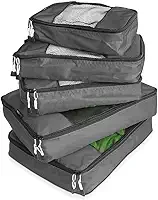 TravelWise Bolsas, Malas, Prata, 2 Small, 2 Medium, 1 Large, Organizadores de Bagagem e Bagagem Pacote com 5
