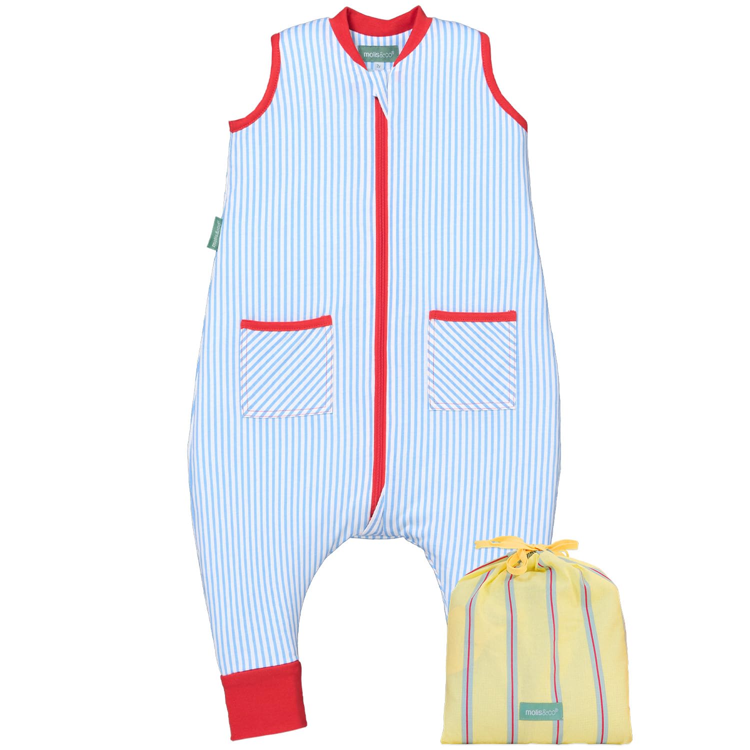 molis&co. Sacco Nanna con piedini - Sacco nanna primaverile e autunno - Sacco nanna 1 tog - Leggermente Imbotito - 100% Cotone (Oeko-TEX 100) - Sailor Blue (3 anni) - 1