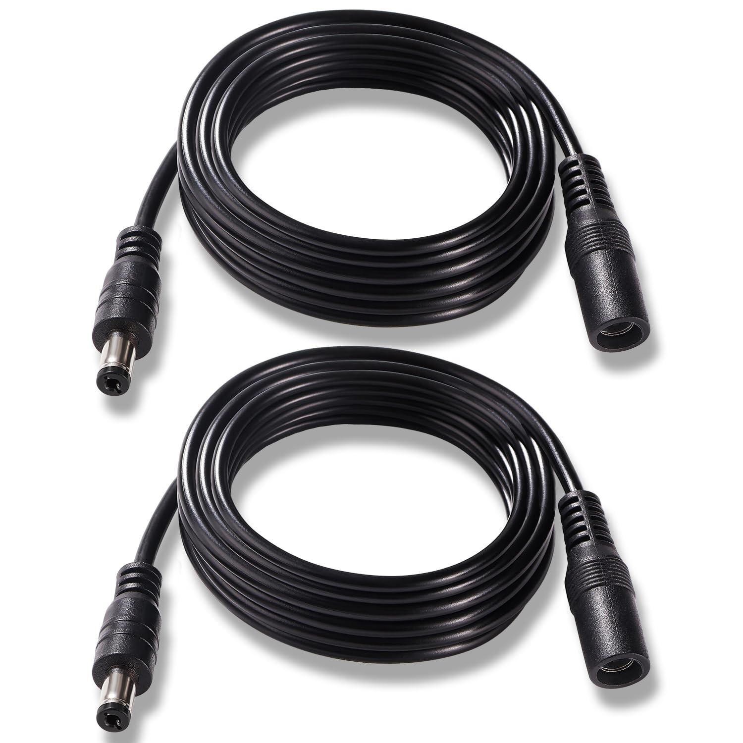 KUOQIY 2 PCS 3m 5.5x2.1 mm 24V 12V DC Power Extension Cable, Male to Female Power Extension 22AWG, for CCTV Security Cameras, Router, Black