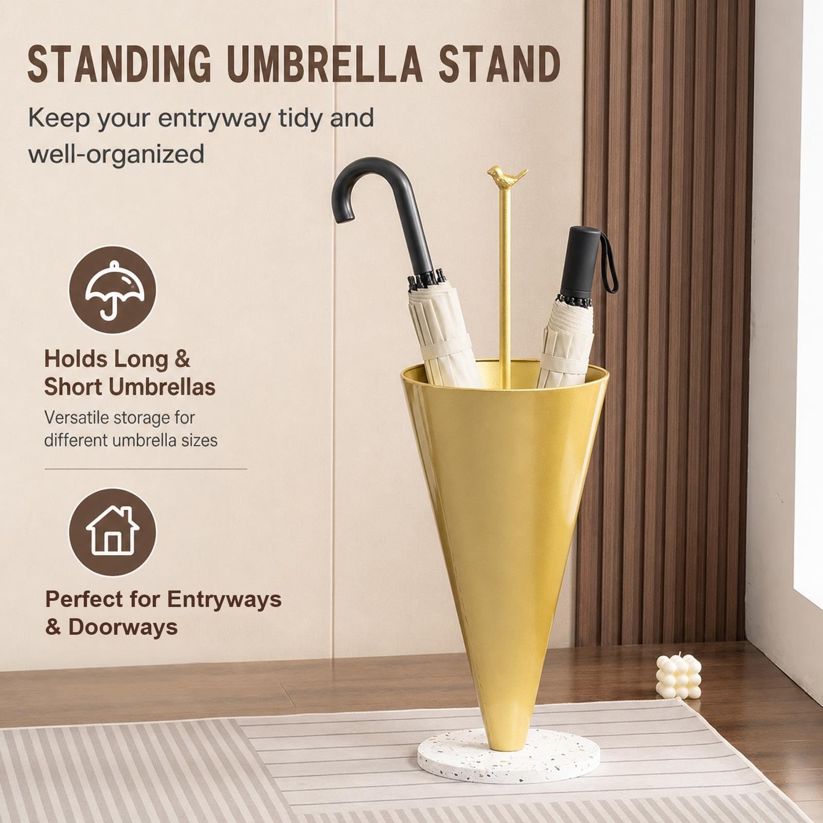 Metal Umbrella Stand, Modern Tall Large Capacity Umbrella Storage Stand