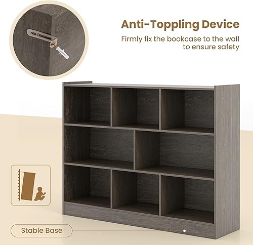 Miniatura 7 de IFANNY Estantería de 3 niveles, estantería moderna con 8 cubos de almacenamiento, estantes de madera de cubo, estantes pequeños para espacios