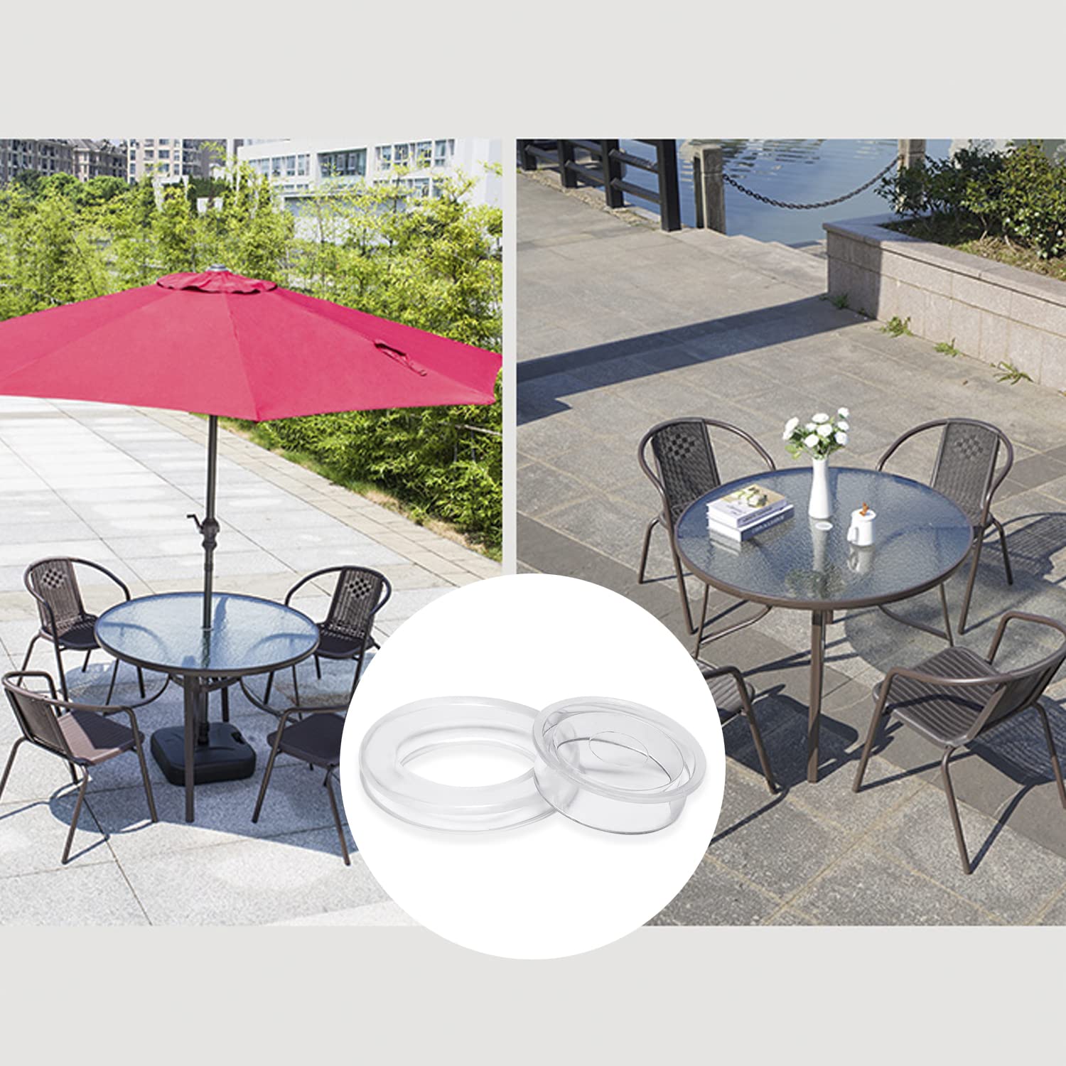 Lot De 3 Bagues De Trou Pour Parasol De Terrasse | Adaptateurs Pour Mâts De 2,8 à 4,8 Cm (1.1-1.8 Pouces) | Anti-glisse Et Anti-rayure