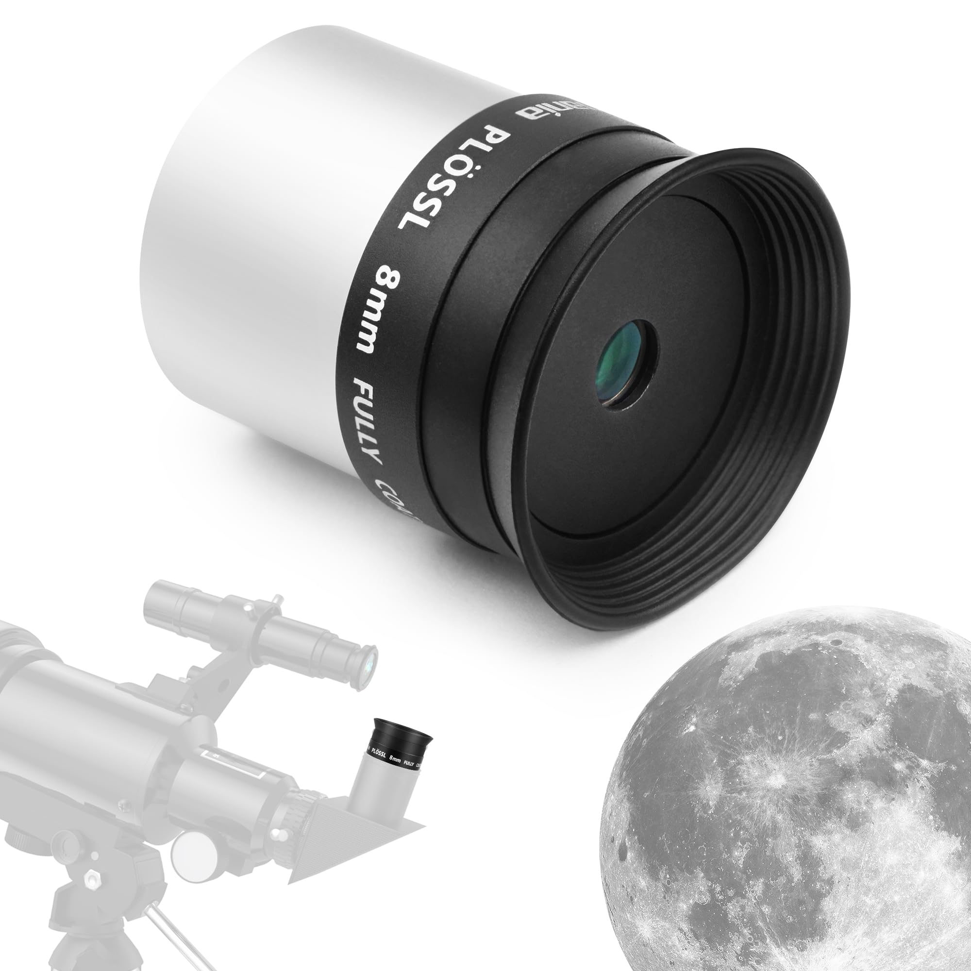 Astromania Telescope Plossl Eyepiece 8mm, 50 Degree Apparent Field of View Plossl Lens with Fully Multi Coated 4-Element, Metal Telescope Accessory