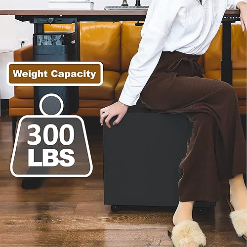 Miniatura 4 de Teeker Archivadores rodantes de 2 cajones para oficina en casa almacenamiento debajo del escritorio archivador móvil con cerradura de metal para