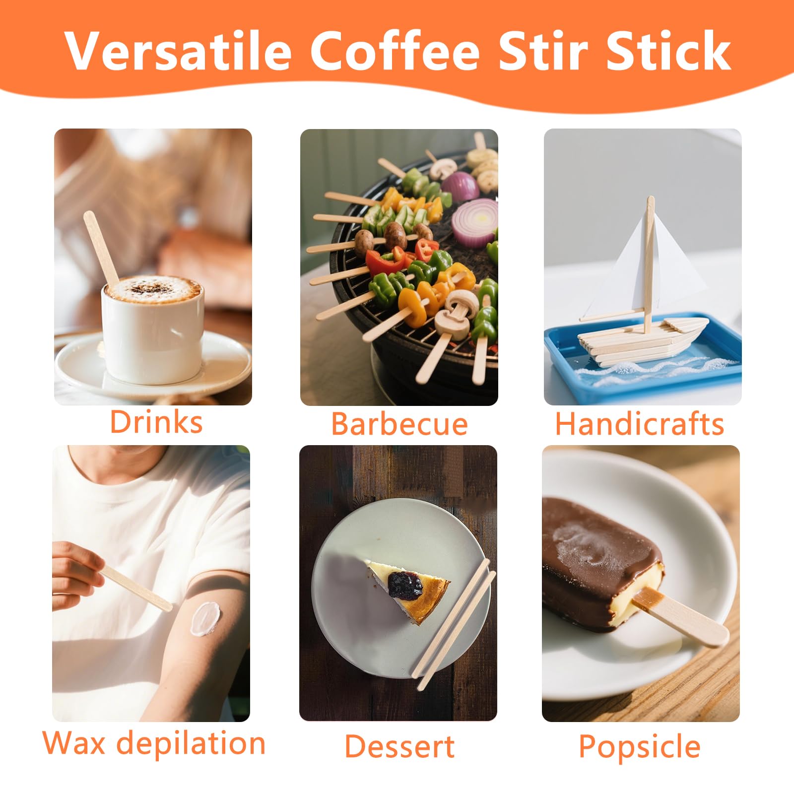 Birch Wood Coffee Stirrers - 1000 Pack -4