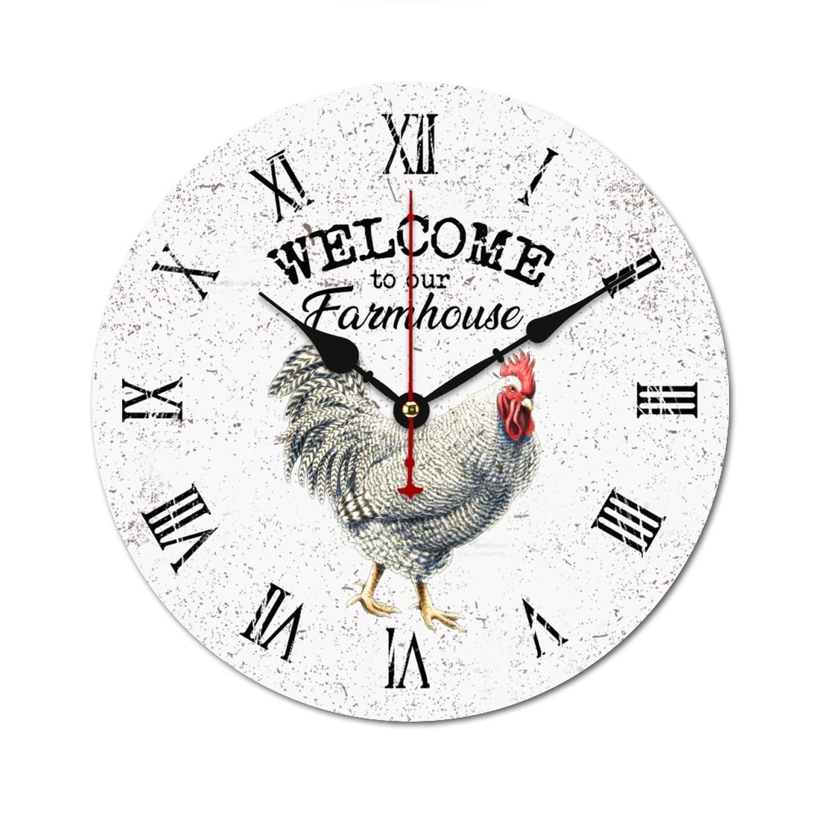 Horloge coq en bois 38cm pour une décoration de ferme rétro dans votre cuisine