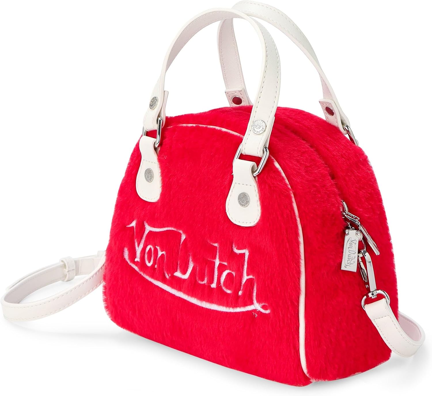 Von Dutch Womens Furry Bowling Bag Purse - Stylish Women's Handbag with Adjustable Strap, Spacious Interior
