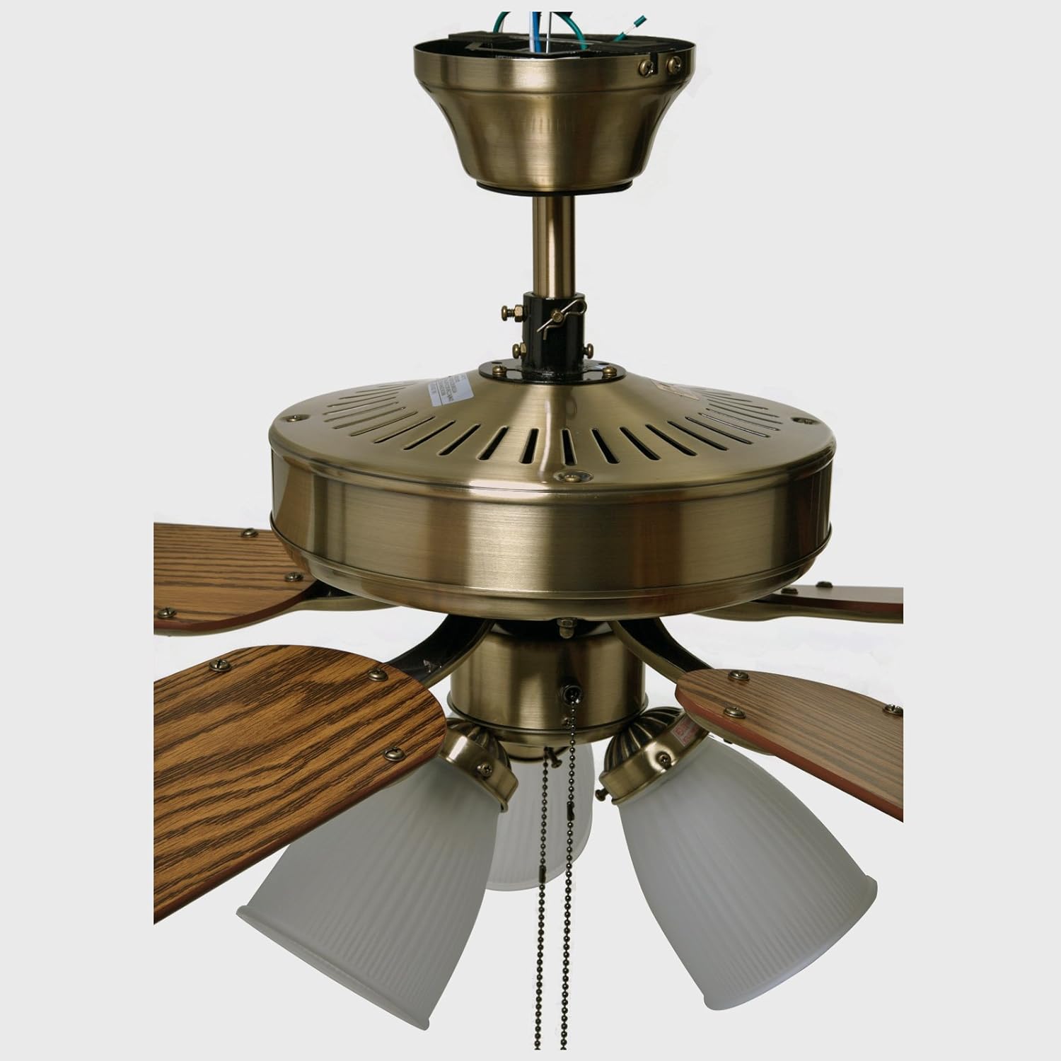 BOSTON HARBOR CF-78042 672709 Ceiling Fan Light Kit, Candelabra, 3, 60 W Lamp, 17-1/4 in H X 52 in W, Antique Brass