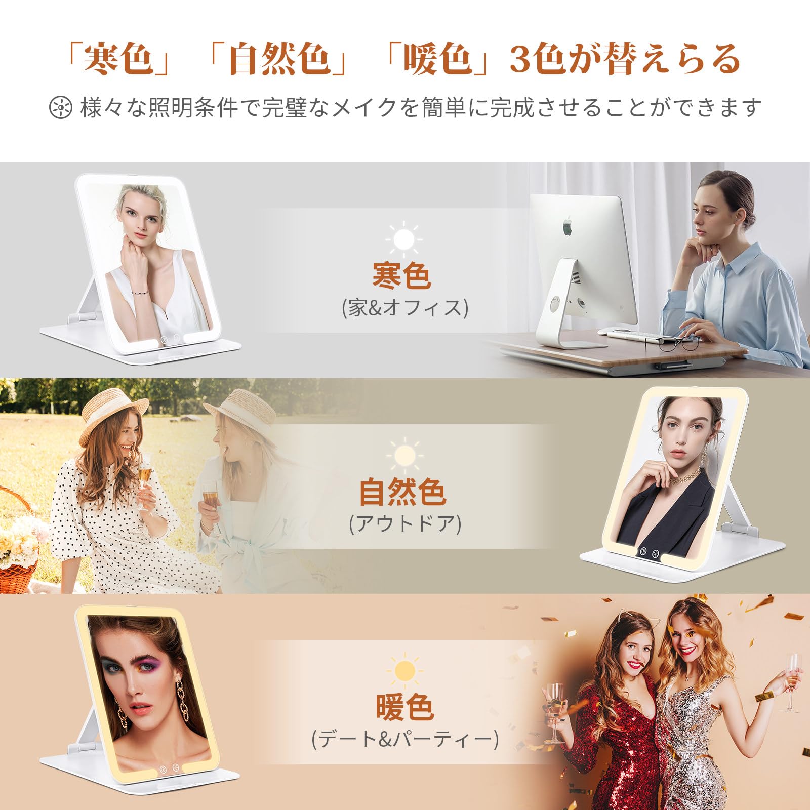 Amazon.co.jp: MILPROX 折り畳み式 LED化粧鏡 女優ミラー 卓上ミラー