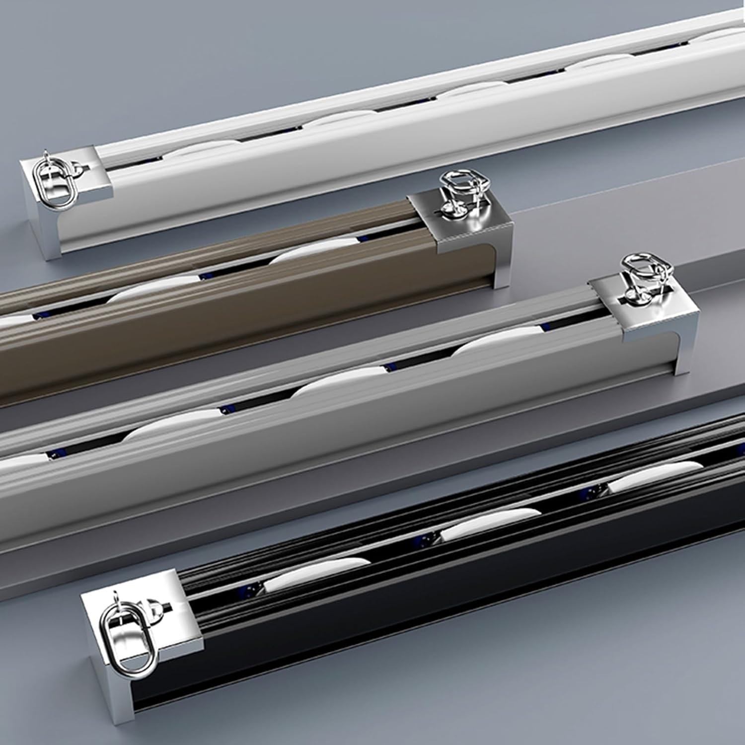 Aluminum Curtain Track 100-600cm - Versatile Ceiling & Wall Mount Curtain Rail for Indoor/Outdoor Use, 150cm (4.9ft) White Window Rod Set