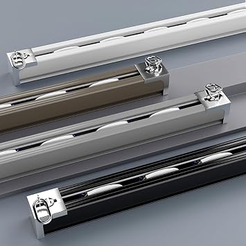 Aluminum Curtain Track 100-600cm, Indoor/Outdoor Ceiling & Wall Mount Curtain Rod Set Gray, 300cm - 2 x 150cm for Easy Installation & Smooth Gliding