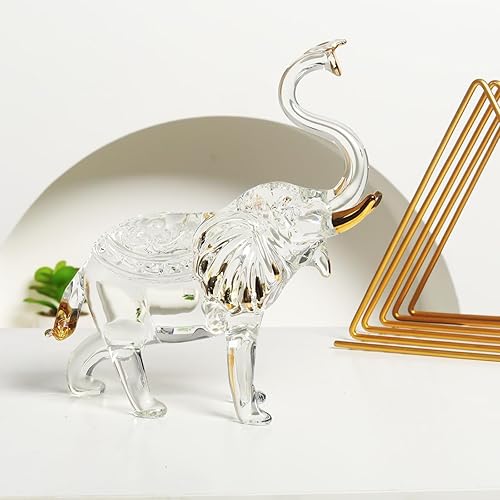 Miniatura 17 de Estatua de elefante de cristal única hecha a mano, elegantes figuras de elefante para decoración del hogar, regalos de cristal para fiestas
