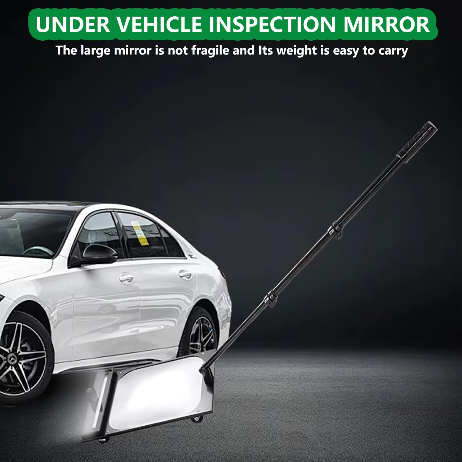 Espejo de inspección de vehículos con luz, 46 a 15.7 pulgadas, ajustable, recargable, para estacionamiento, seguridad, mantenimiento automático