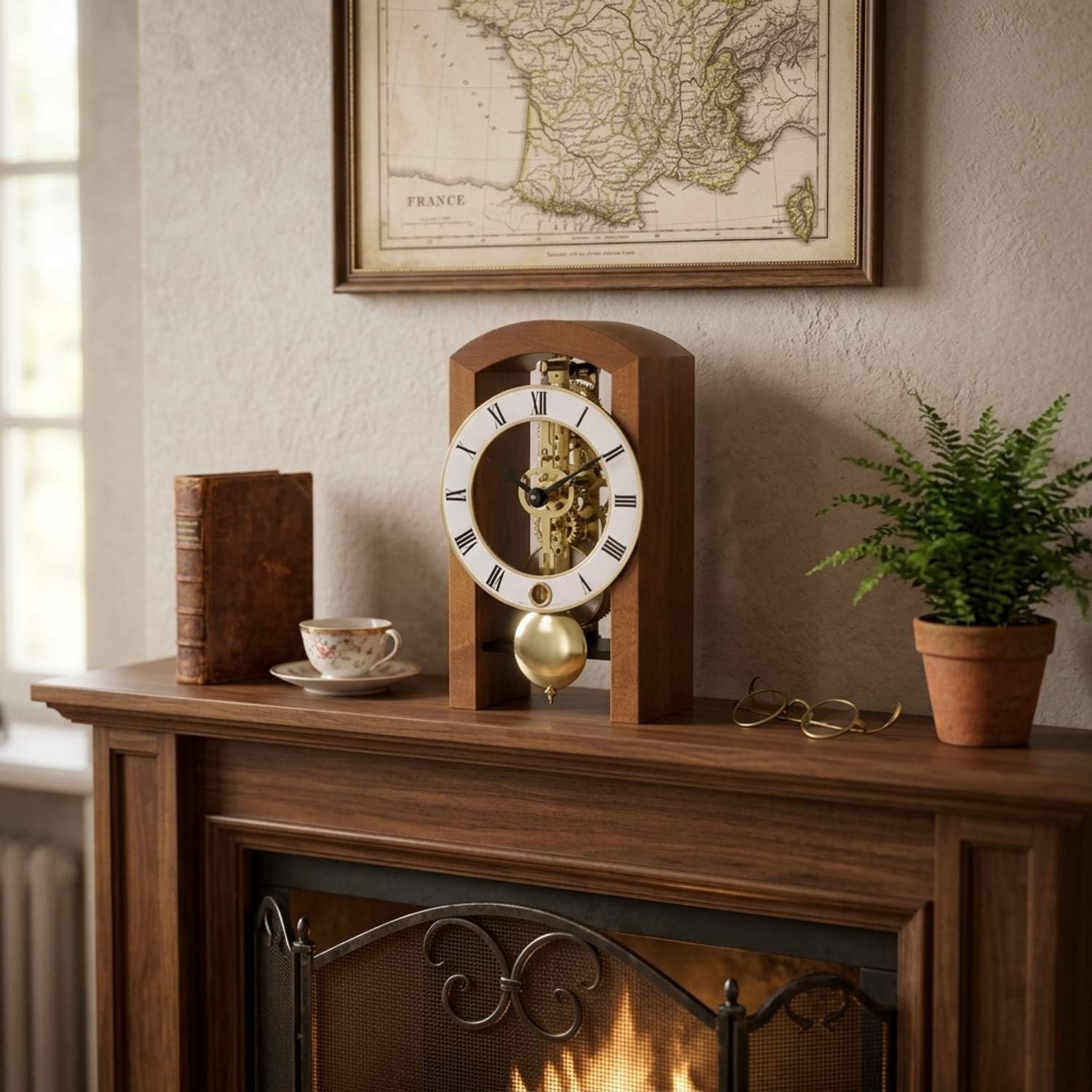 Hermle 23015-160721 - Reloj de Mesa, diseño de Esqueleto, Color Cerezo