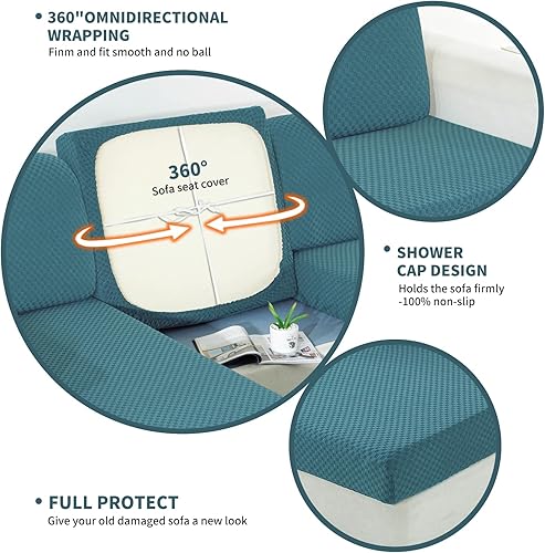 Miniatura 4 de YEMYHOM Fundas de cojín elásticas individuales para sofá, sofá biplaza, funda de cojín suave de repuesto para muebles grande a cuadros con parte