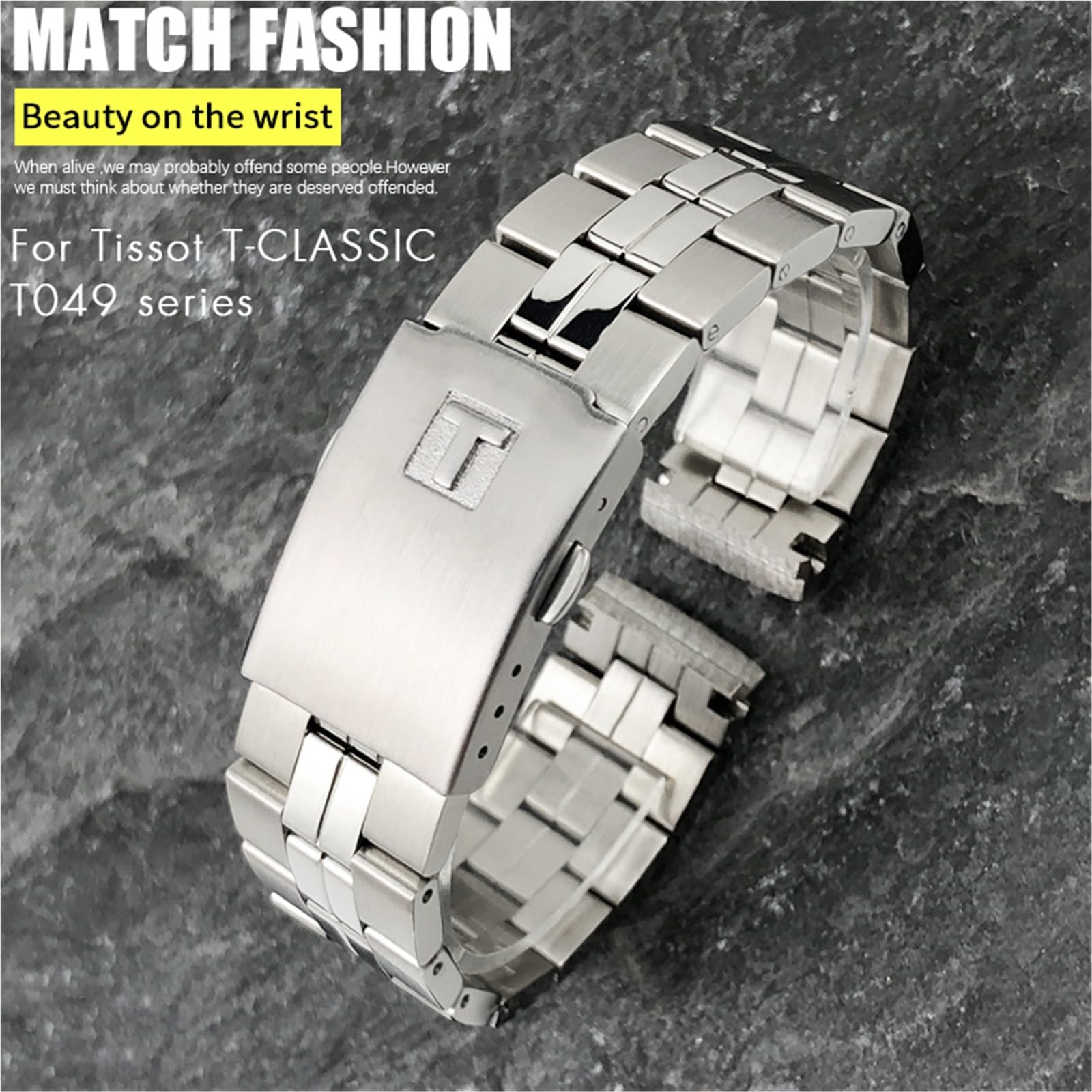 SCRUBY Correas de reloj de acero inoxidable para 1853 T049 T049410A Tissot PR100 Series pulseras de correa de metal sólido correa de reloj 19mm