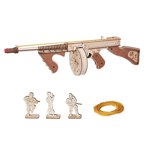RoWood 3D Puzzle Tommy Rubber Band Gun Model Kits 3D Wooden Puzzles for Adults Wood Building Kits Unique Gifts for Adults&Teens