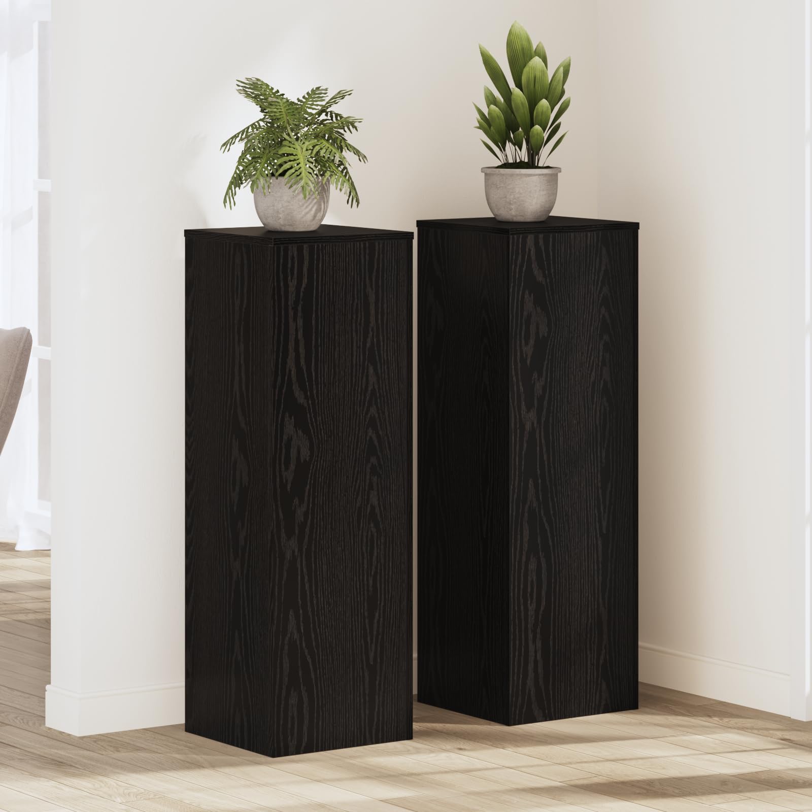 Supporto per Piante in Legno Rovere Nero 33 x 33 x 100 cm 2 Pezzi per Giardino Balcone Interno ed Esterno con Sostegno Versatile per Fiori Piante rampicanti e orto
