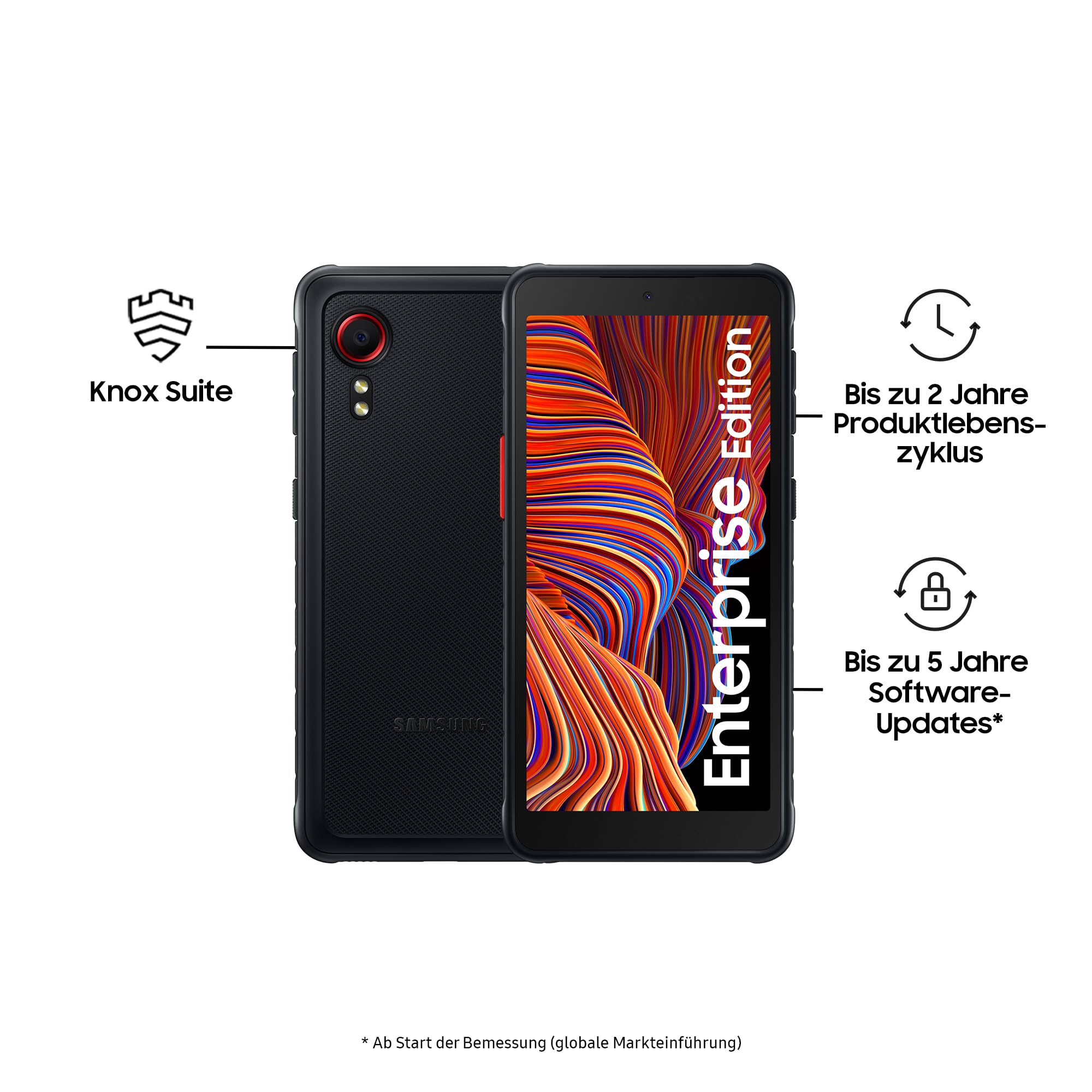 Samsung Galaxy Xcover5 Enterprise Edition, robustes 5,3 Zoll Android Smartphone, 64 GB, 3.000 mAh Akku, Business Handy, wassergschützt, Smartphone ohne Vertrag, Black