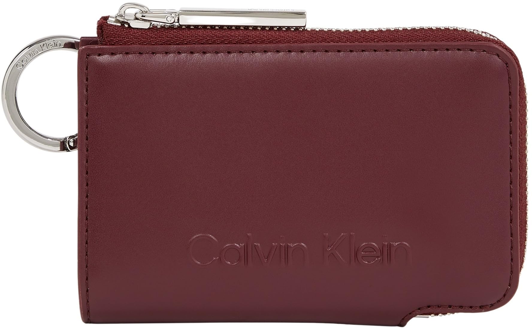 Calvin Klein Damen Kartenetui Embossed Logo Zip Cardholder mit Reißverschluss