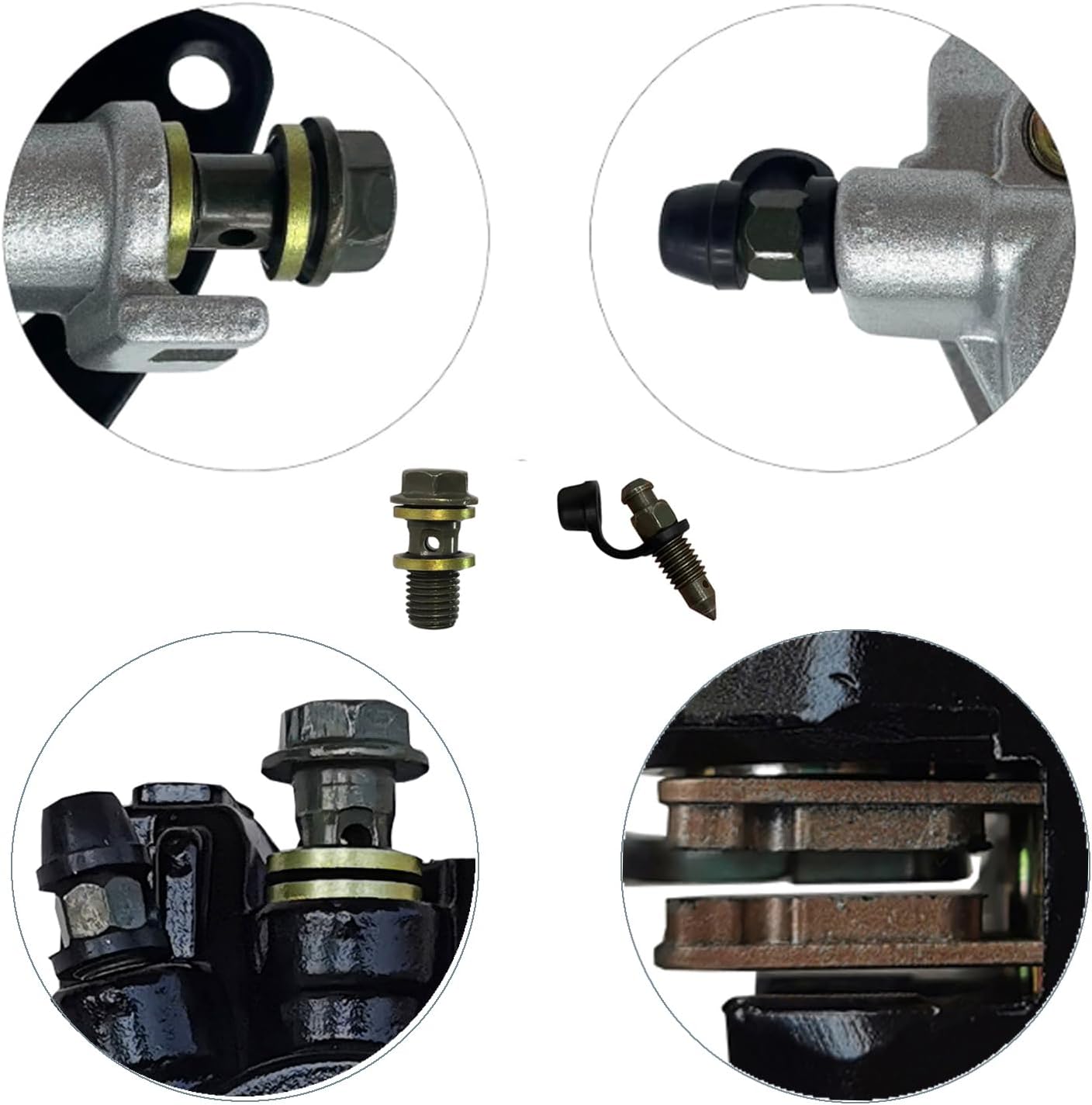 Front Left Right & Rear Calipers Set Compatible with Honda TRX400 EX Sportrax 400EX 1999-2004 OEM # 45150-HM3-305 45250-HM3-305 43250-HN1-006