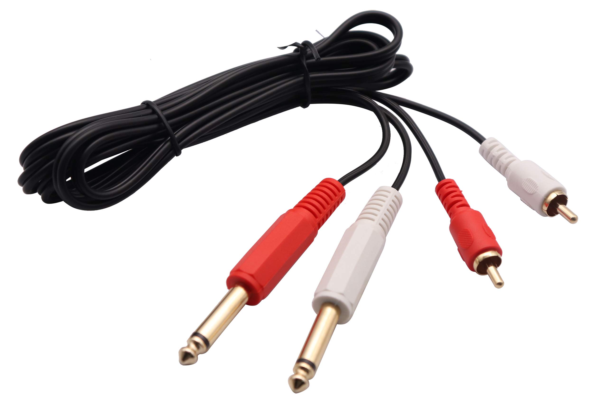 zdyCGTime cavo audio doppio da 6,35 mm a 2 RCA, doppio cavo TS maschio da 6,35 mm a 2 (Dual) RCA maschio, adattatore convertitore audio, per amplificatori mixer, mixer, ecc.(1.8M