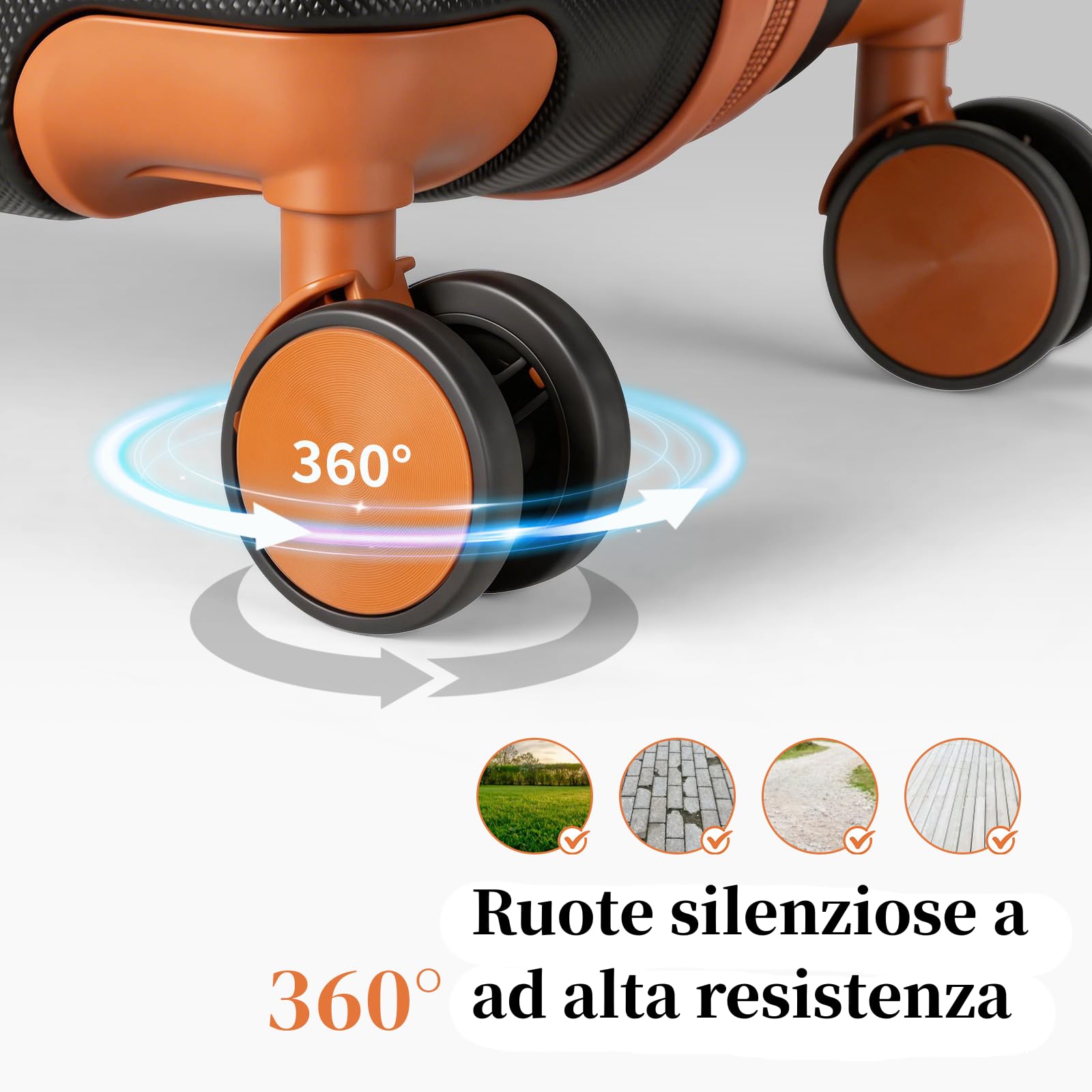 LEADZM Valigie Set 3 Pezzi, Set Valigie Rigide in ABS, Luggage Suitcase Grande 23 kg con 4 Ruote Girevoli Doppie (Nero-Marrone)