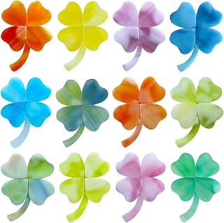 LITMIND Stained Glass Mosaic Tiles for 12 Four-Leaf Clovers, Rainbow Mix