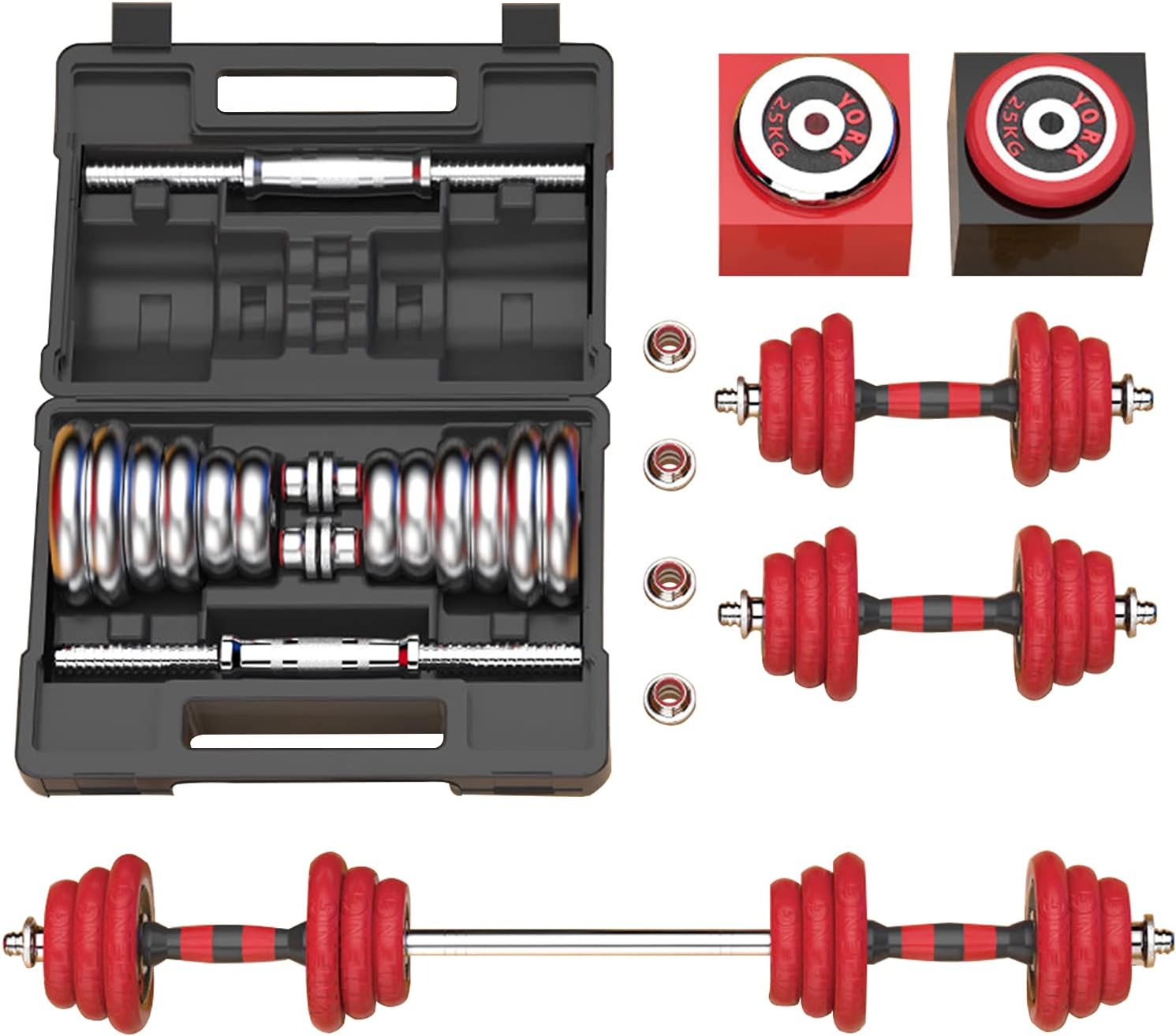 HAKENO Adjustable Weights Dumbbells Barbell Set AntiSlip Metal Handle