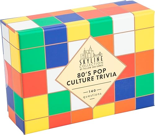 Miniatura 6 de Trivia de la cultura pop de los 80, 140 tarjetas de preguntas - Entretenimiento nocturno de juegos para familias y amigos, más de 2 jugadores - Pon