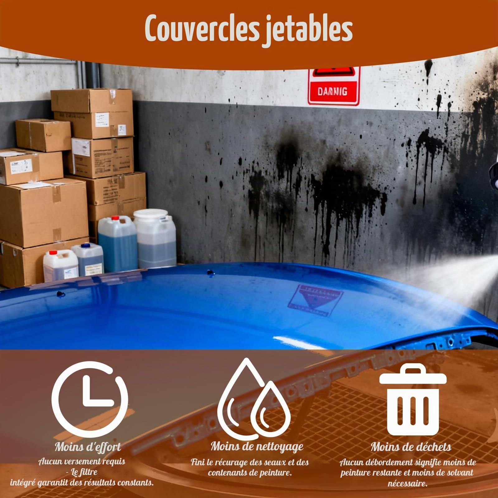Lot de gobelets de mélange de peinture pour HVLP, pulvérisateur de peinture, jetable, pistolet à peinture, gobelet avec 10 gobelets, 10 couvercles, 5 connecteurs, 1 anneau de support noir (600 ml)