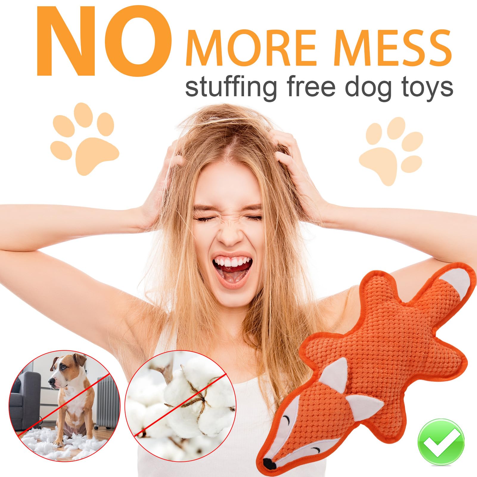 Juguetes chirriantes para perros, Regalos para Mascotas, Paquete de 5 Juguetes Arrugados de Felpa, Sin Relleno para Perros Pequeños, Medianos y Grandes