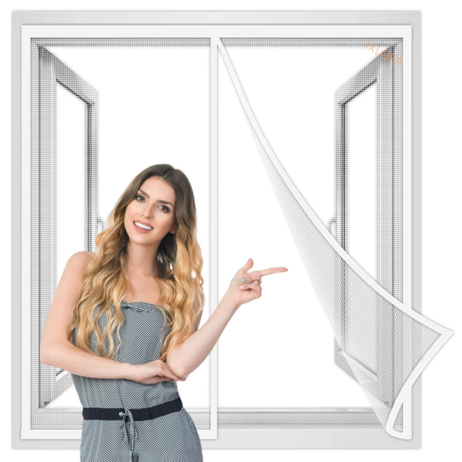 Jxlqfa White Magnet Fly Screen Window 140X250 Cm, Insect Protection, Magnetic Mosquito Net, Automatic Closed Anti Mosquito Curtain For Balcony And Patio Window Reinforced