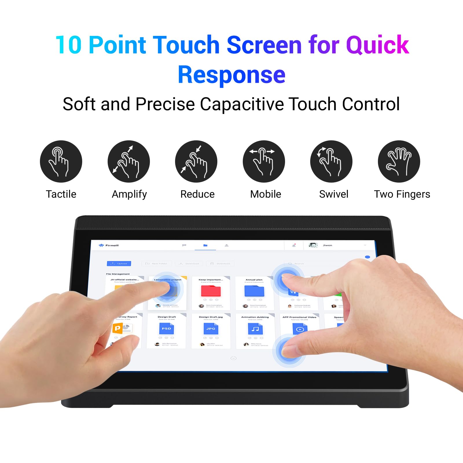 PC industriale da 10,1" con touch screen J3455, batteria, Win 10 Mini PC, 4GB RAM, 64GB EMMC, 4K HDMI 1.4, RS232, Dual Band WLAN 5 – per POS, chiosco, Digital Signage