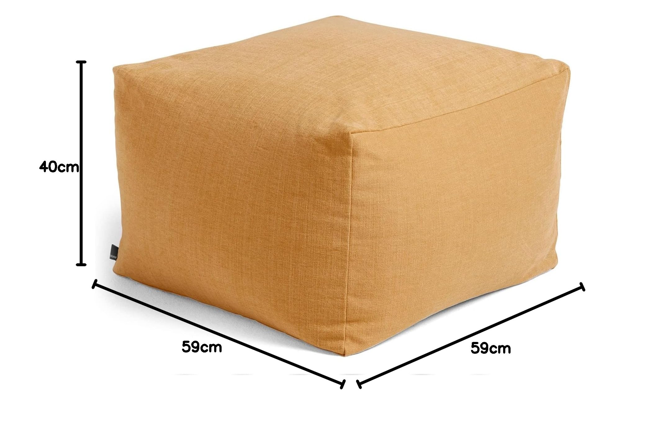 HAY Pouf, algodón, Mostaza, Altura: 40 cm, Profundidad, Longitud