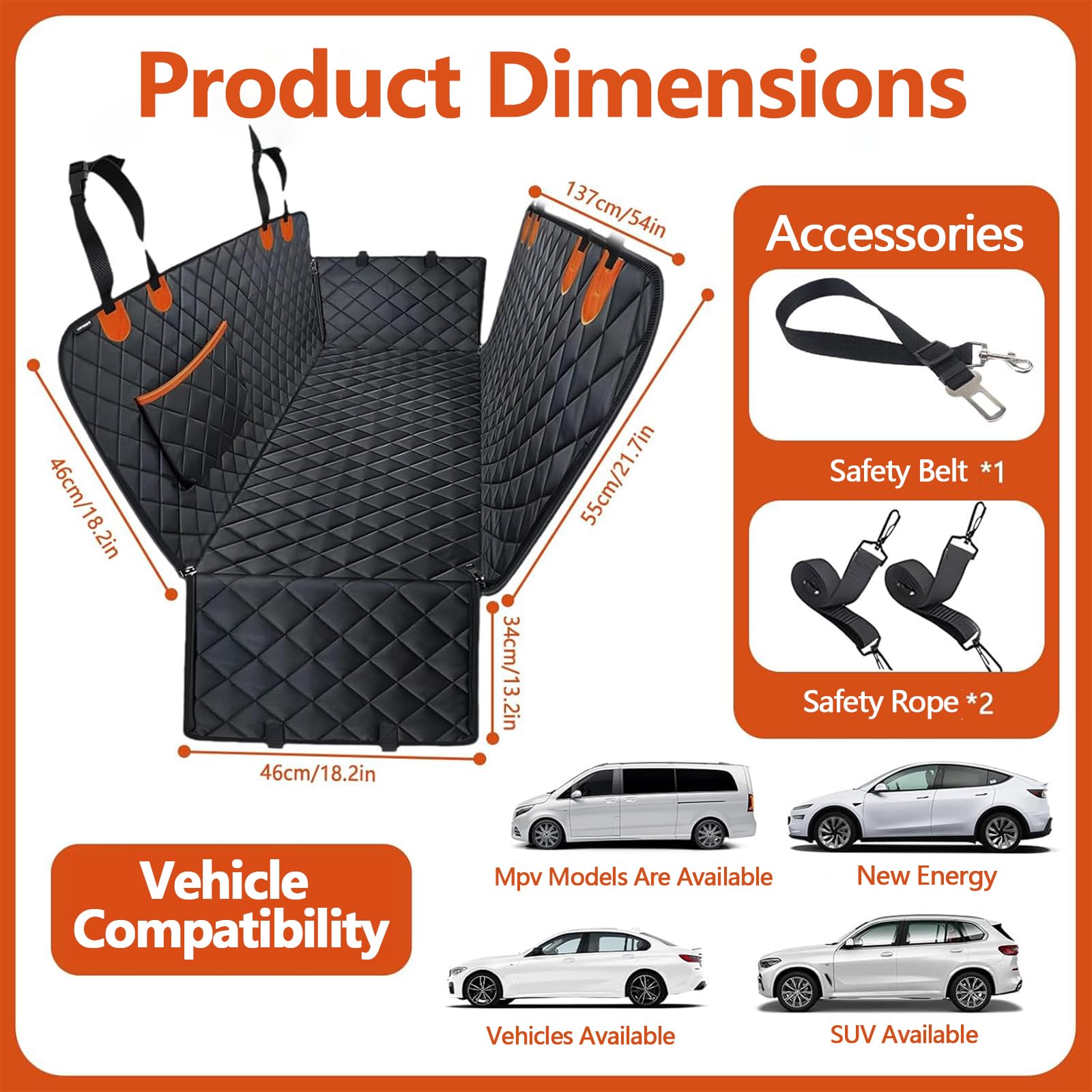 Funda Coche Perro para BYD Seal U 2024-, Impermeable y Antideslizante Coche Perros Asiento Trasero, Hamaca Viaje Mascotas, Cubre Asientos Coche Perro