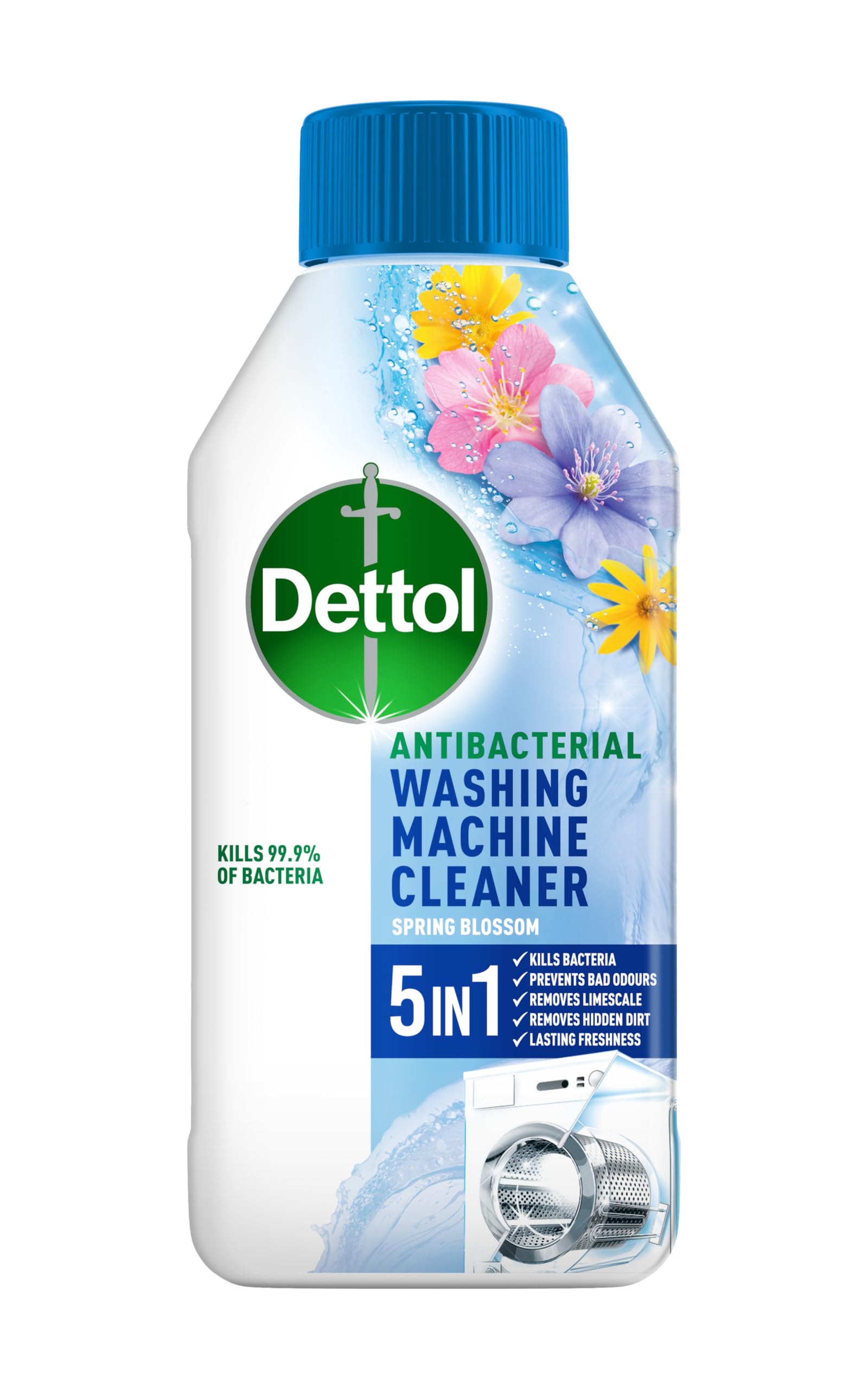 Dettol Antibacterial Washing Machine Cleaner, Removes Bacteria, Odour, Limescale and Dirt, Blooming Beautiful Fragrance, 250ml