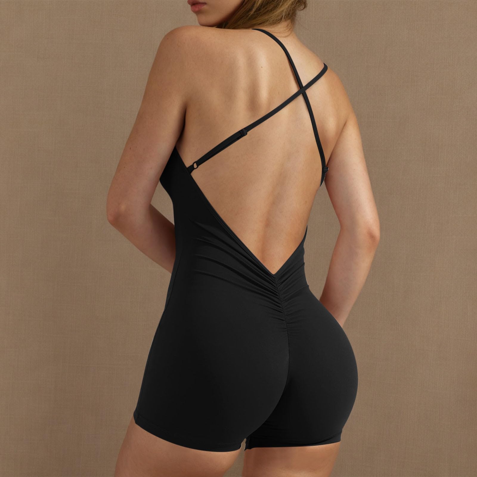 Mono Corto Deportivo Mujer sin Costuras Jumpsuit sin Mangas Verano Mono Sexy Elástico Body Overol Monos de Una Sola Pieza Ropa Deportiva Gimnasio Fitness Yoga Romper