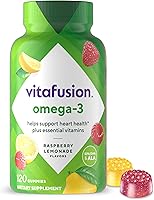 Vista 1 de Vitafusion Gomitas con vitaminas Omega-3, sabor a limonada de bayas, vitaminas para la salud del corazón(1) con Omega 3 EPA/DHA y vitaminas A, C, D