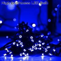 Vista 5 de Guirnalda de luces solares azules impermeables para exteriores, paquete de 2 unidades de 144 pies, 400 LED con 8 modos de impermeabilidad IP44