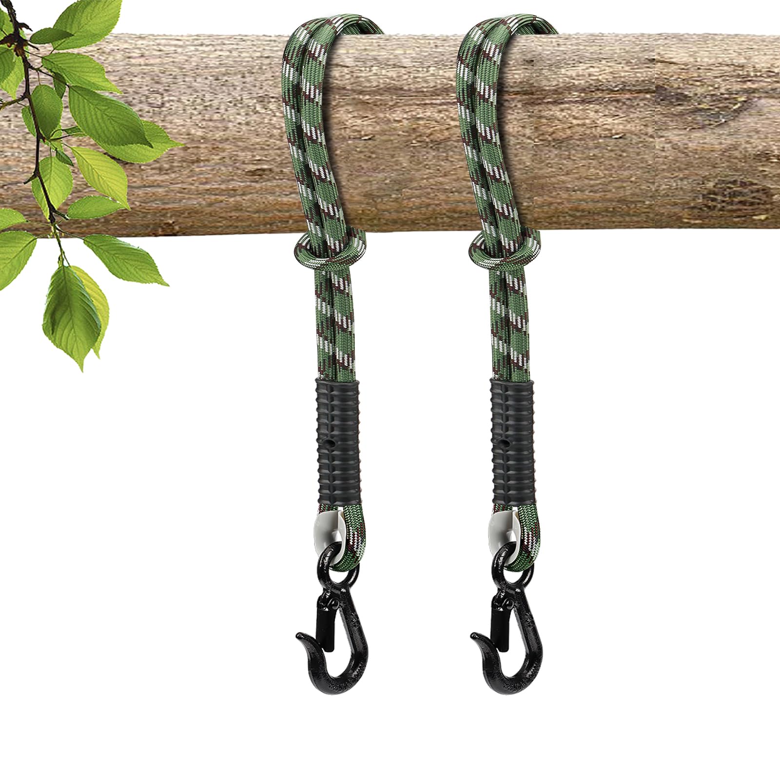 Sangle de Fixation Hamac Balançoire, 2 Pièces 65cm Corde de Suspension Réglable avec Mousqueton, Charge Lourde pour Arbre, Convient pour Hamac, Balançoire Jardin, Yoga et Sac de Sable,453KG