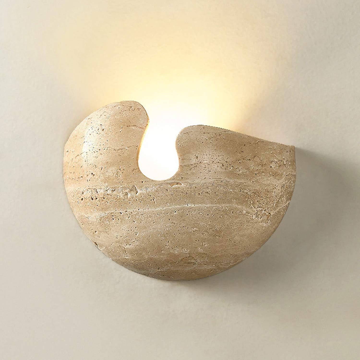 USMJQVZ Wabi Sabi Yellow Travertine Wall Sconce Natural Retro Stone Wall Sconces Light Fixture Bedside Bedroom Living Room Kitchen Island